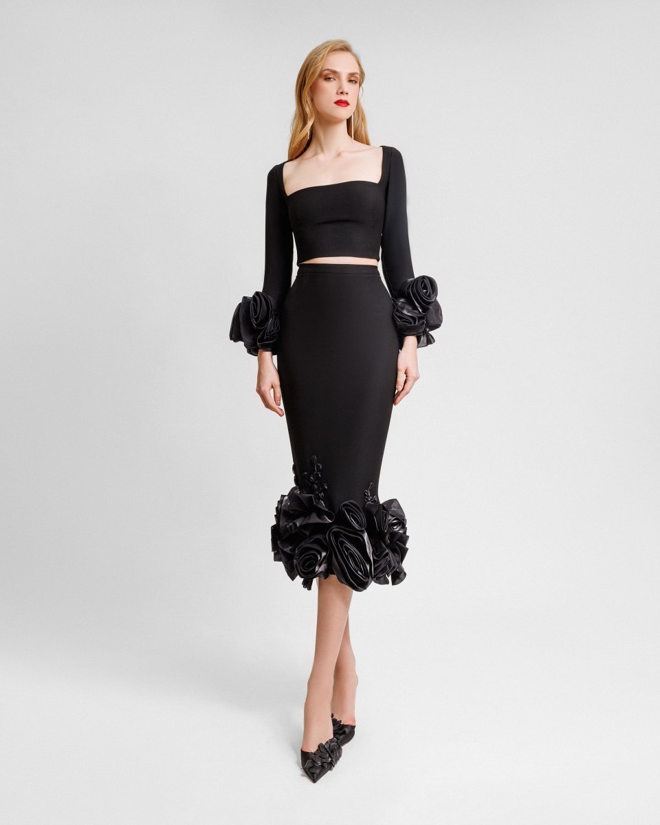 Floral Draping Fitted Set - Gemy Maalouf