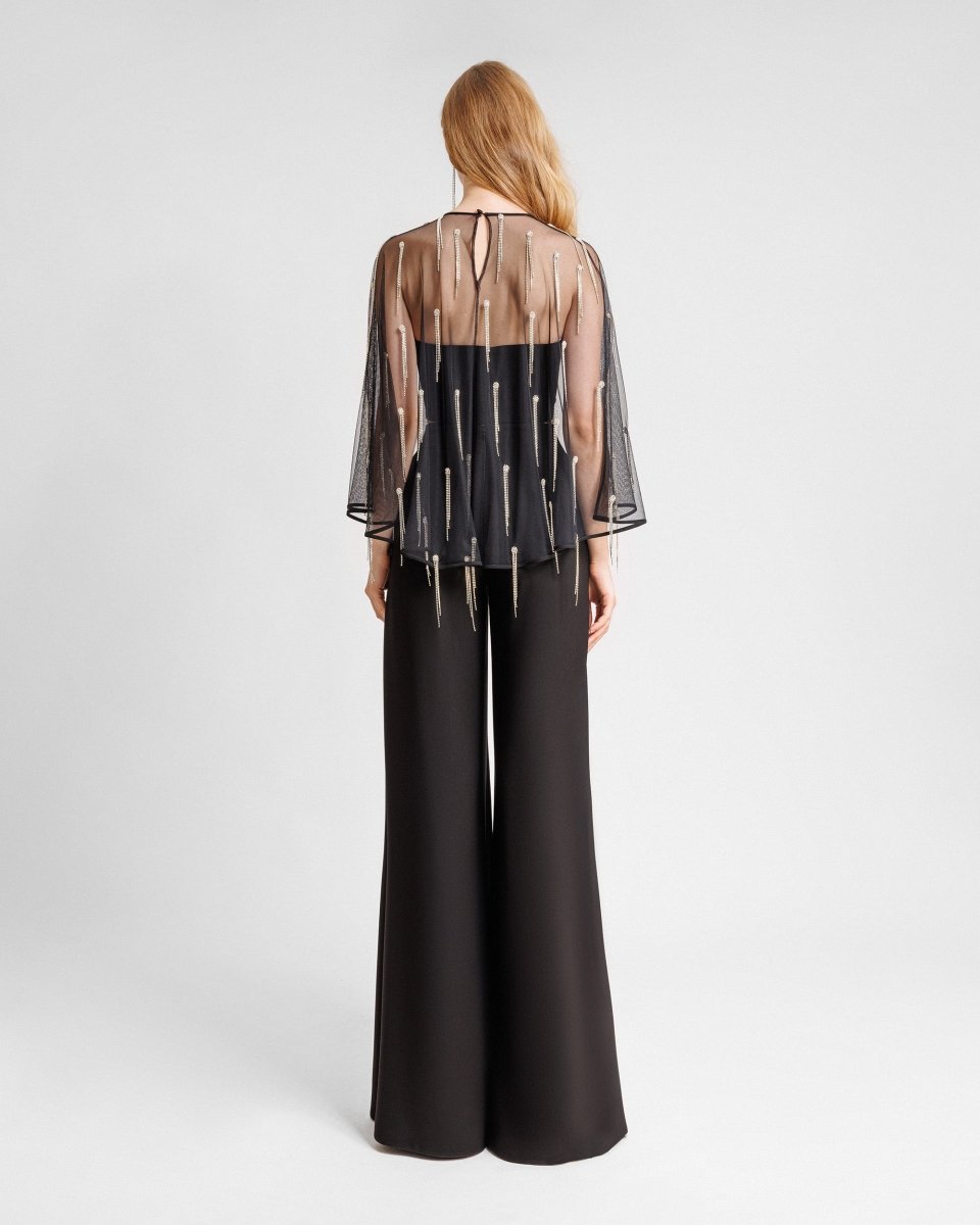 Crepe Set with pant and Beaded Cape - Gemy Maalouf