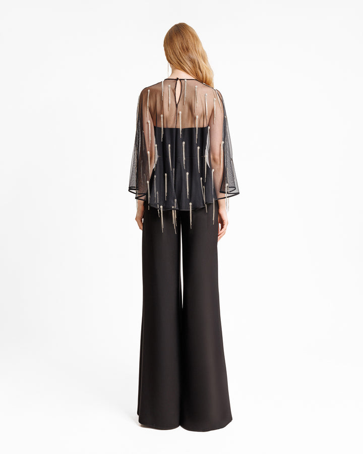 Crepe Set with pant and Beaded Cape