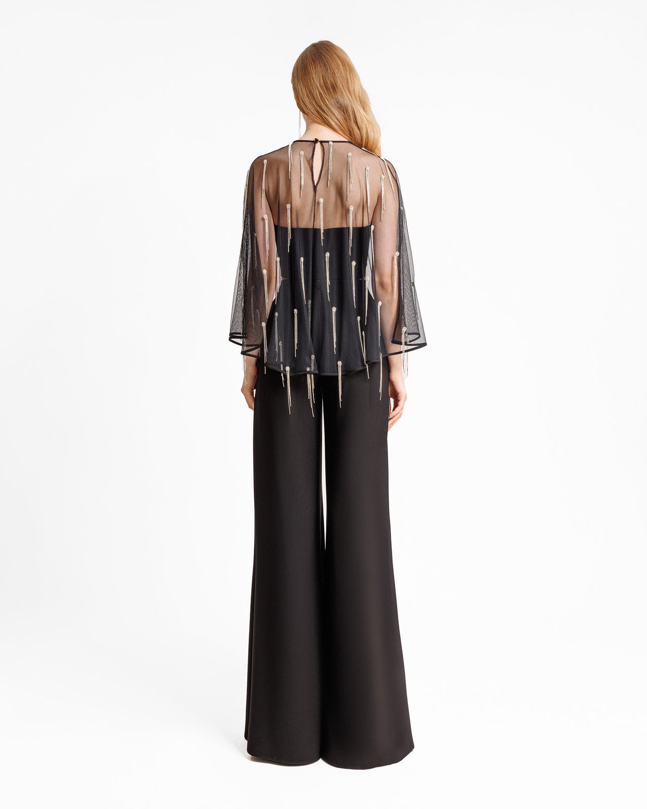 Crepe Set with pant and Beaded Cape