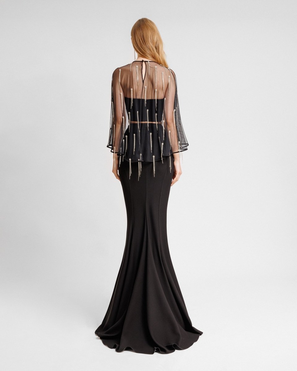 Crepe Set with Beaded Cape - Gemy Maalouf