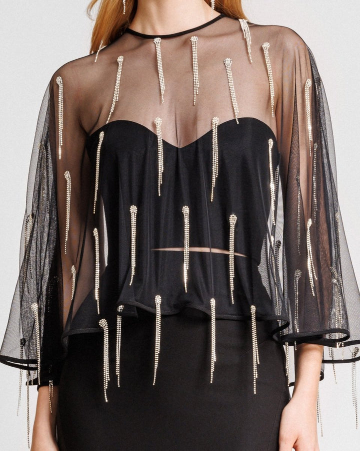 Crepe Set with Beaded Cape - Gemy Maalouf