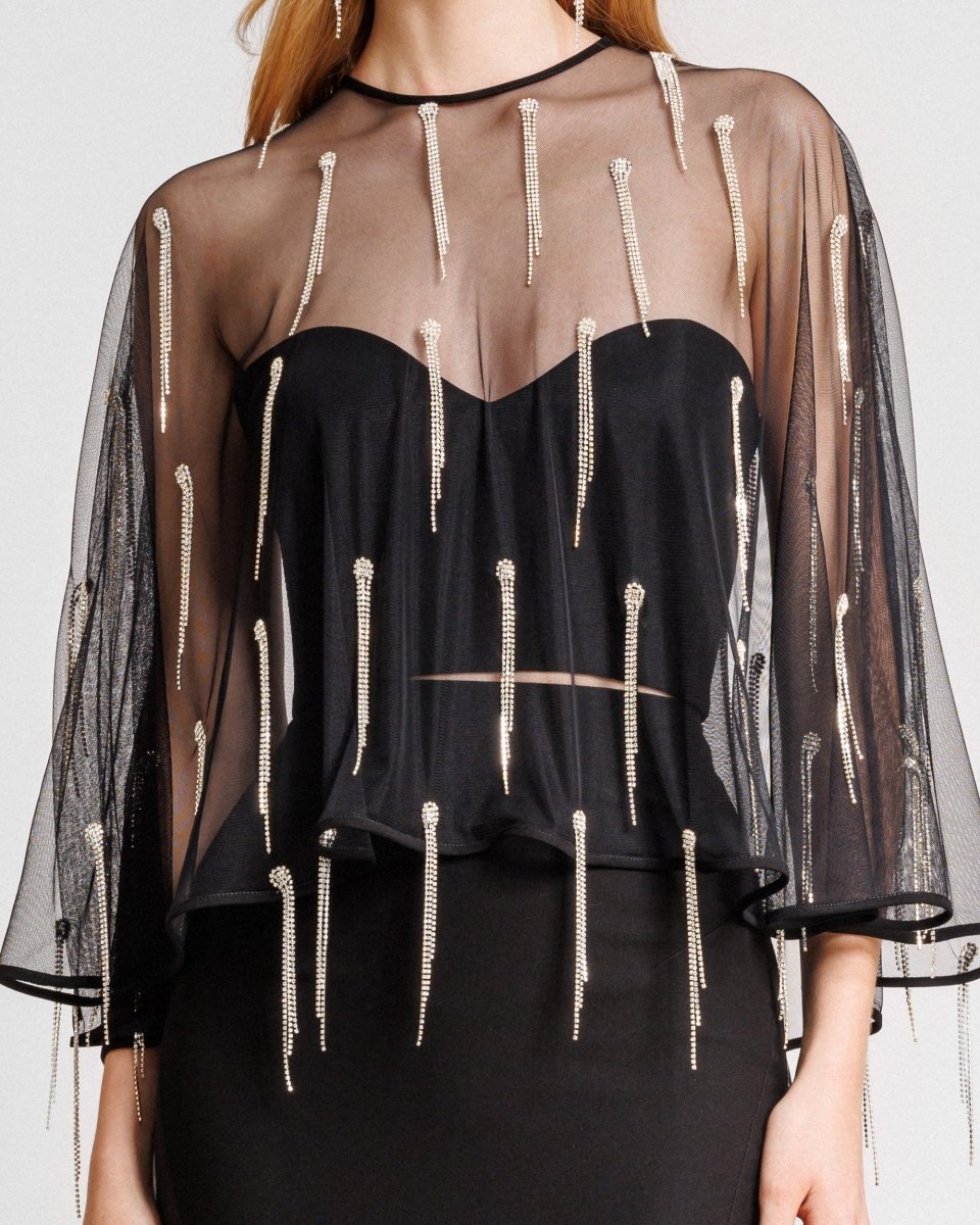 Crepe Set with Beaded Cape - Gemy Maalouf