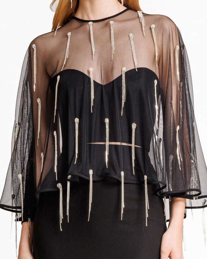 Crepe Set with pant and Beaded Cape