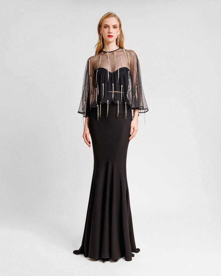 Crepe Set with Beaded Cape - Gemy Maalouf