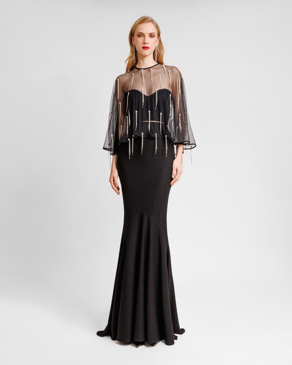 Crepe Set with Beaded Cape - Gemy Maalouf