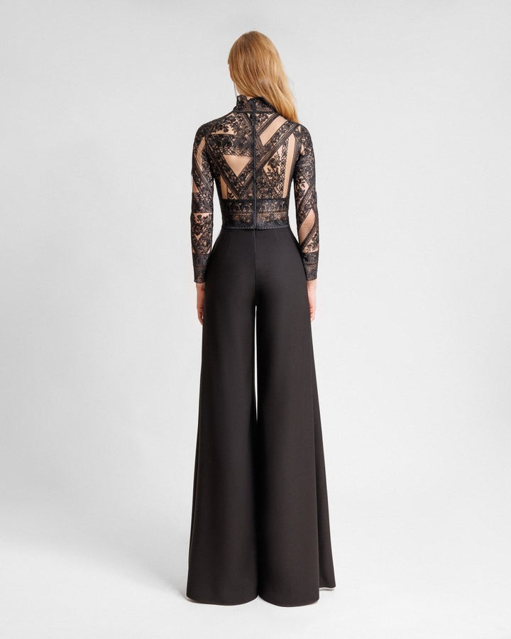 Patterned lace top with pants set - Gemy Maalouf