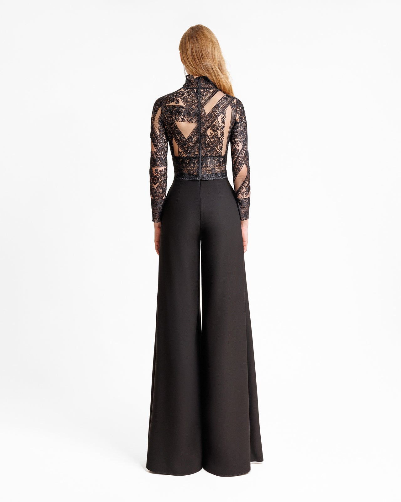 Patterned lace top with pants set