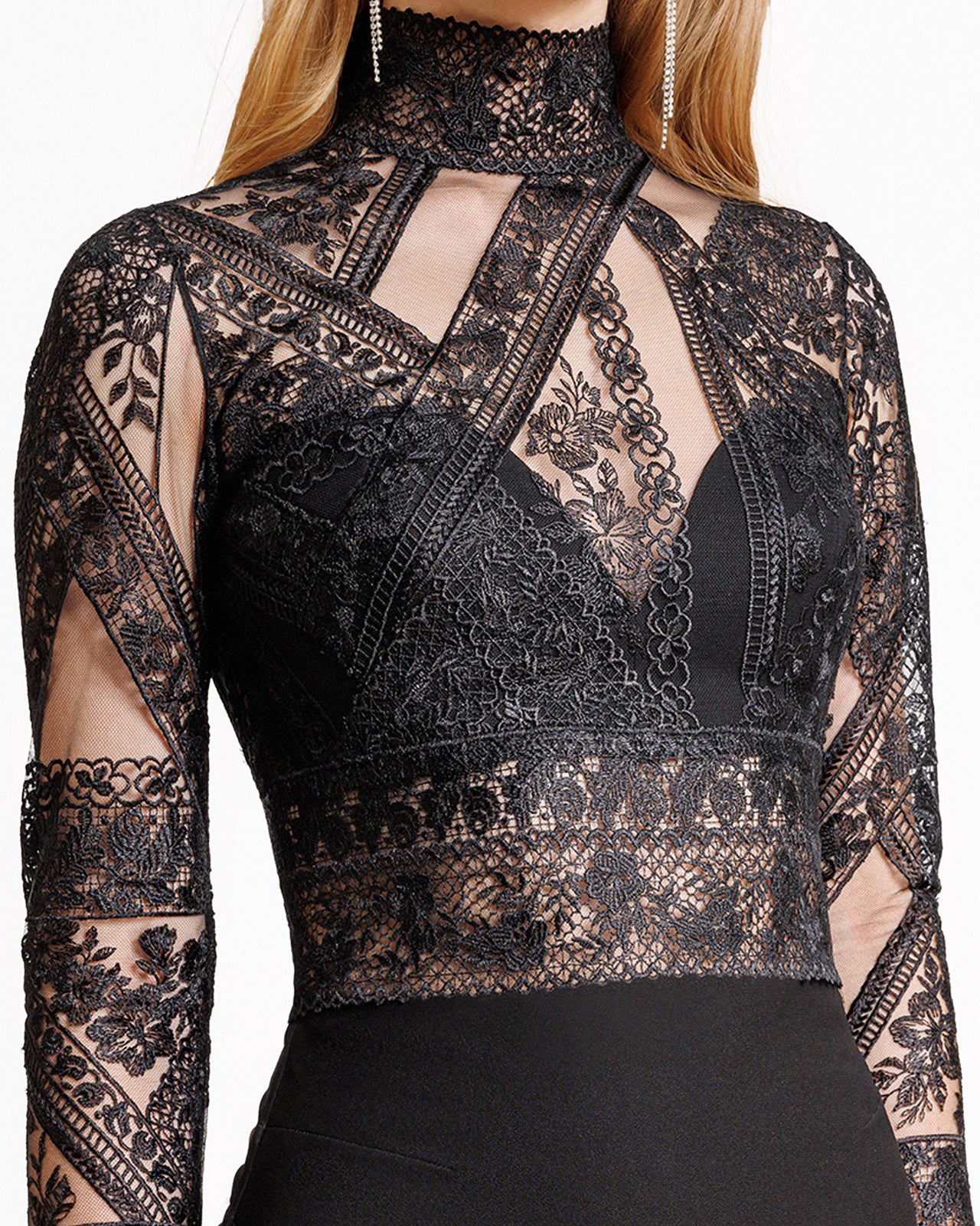 Patterned Lace top with skirt set