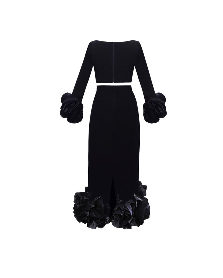 Floral Draping Fitted Set - Gemy Maalouf