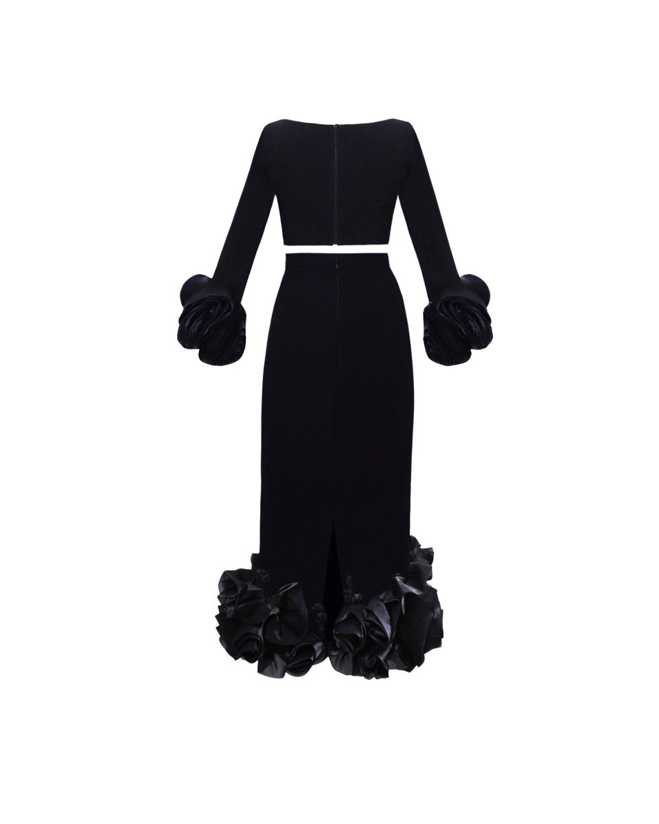 Floral Draping Fitted Set - Gemy Maalouf