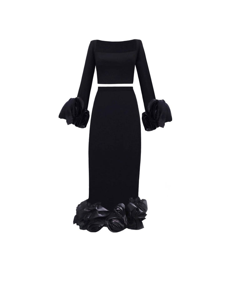 Floral Draping Fitted Set - Gemy Maalouf