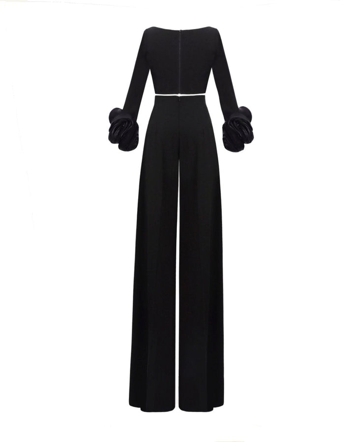 Crepe Set With Floral Cuffs - Gemy Maalouf