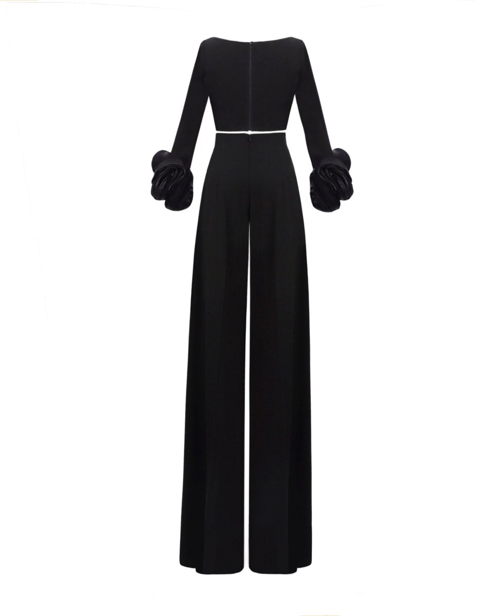 Crepe Set With Floral Cuffs - Gemy Maalouf