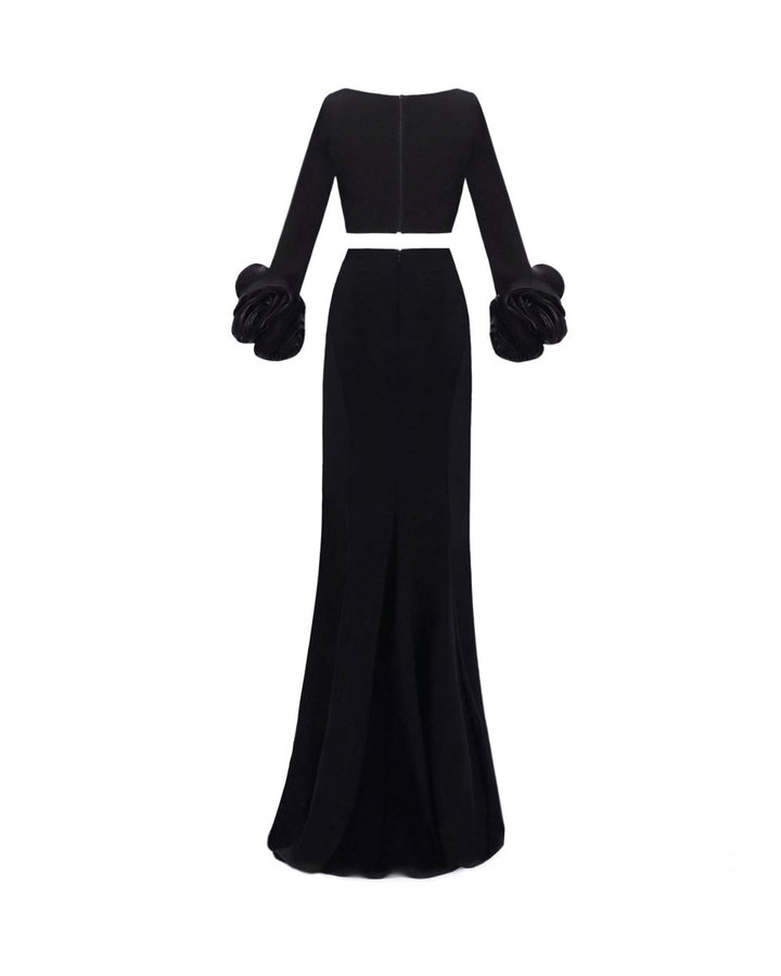 Crepe Set With Floral Cuffs - Gemy Maalouf