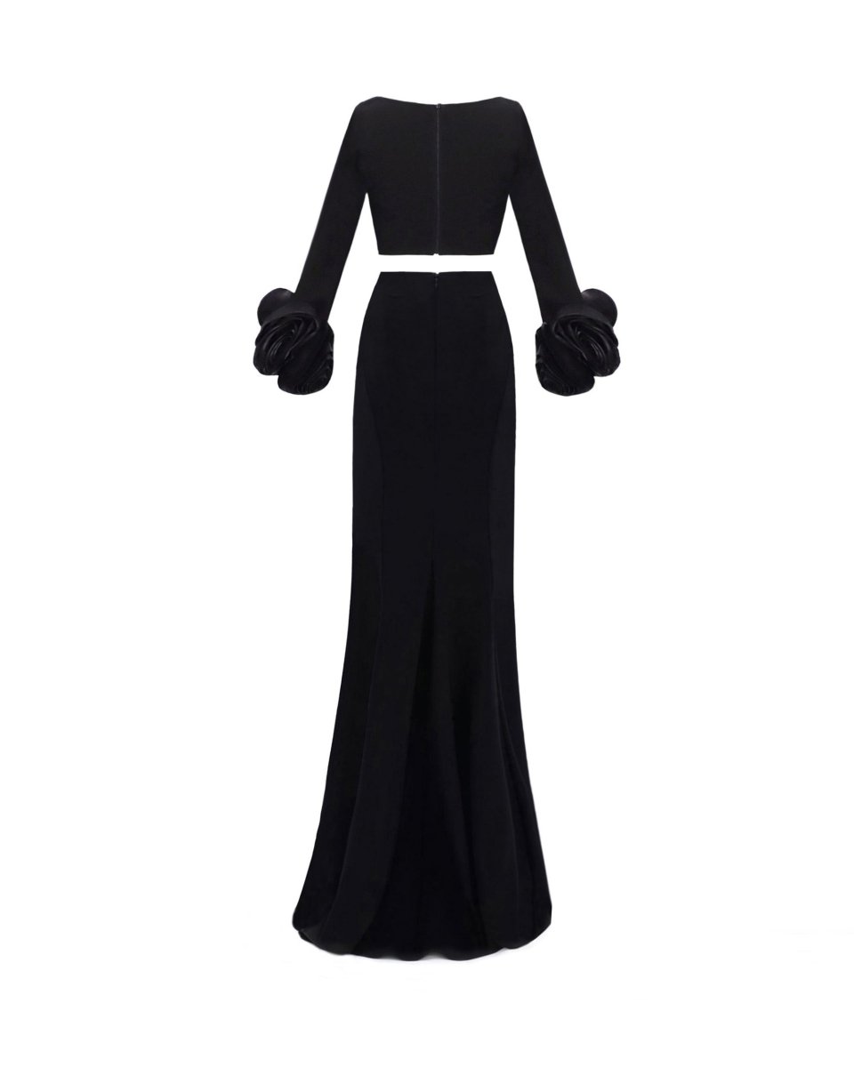 Crepe Set With Floral Cuffs - Gemy Maalouf