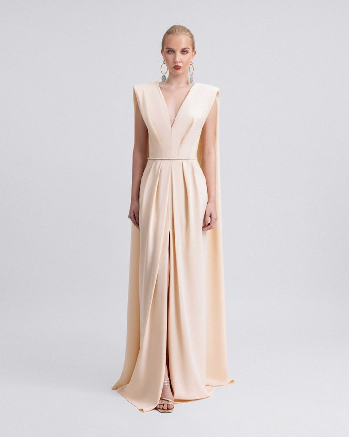 V - Neckline Top with Long Skirt - Gemy Maalouf