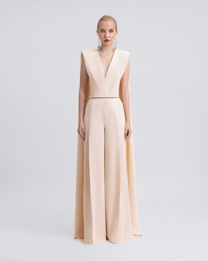 V - Neckline Top with Straight Pants - Gemy Maalouf