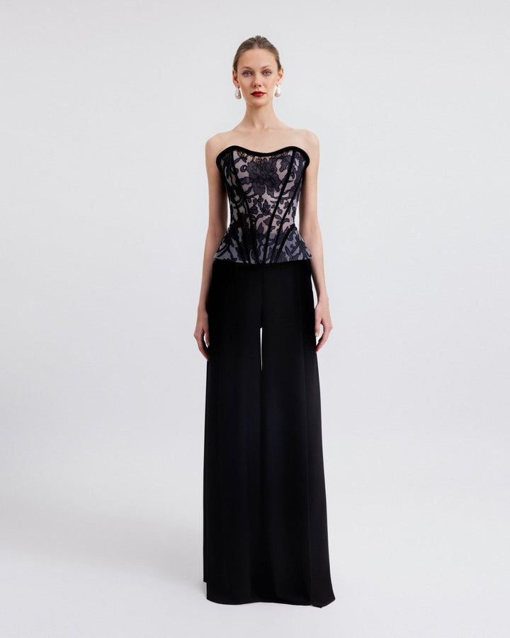 Strapless Corset with Straight Pants - Gemy Maalouf