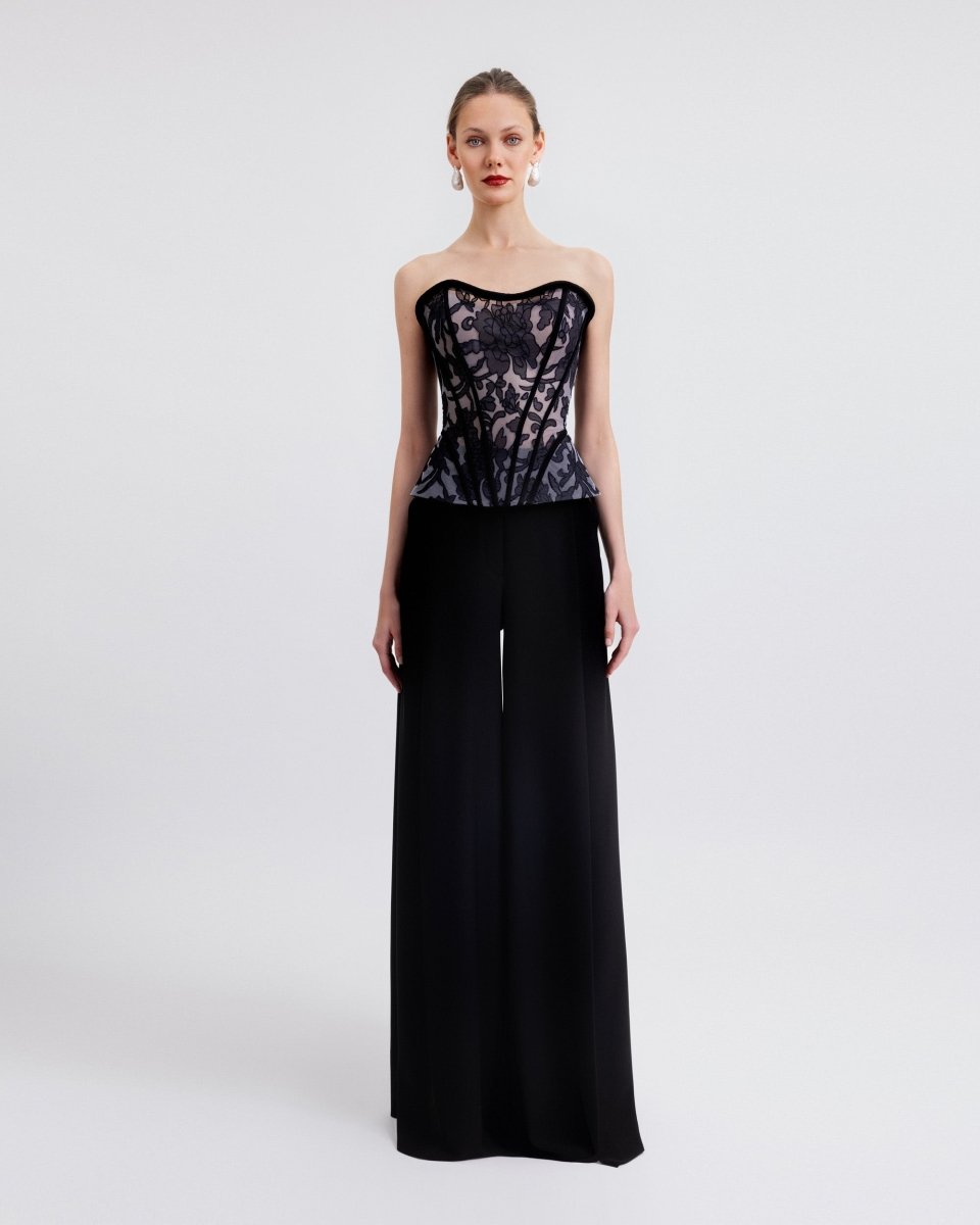 Strapless Corset with Straight Pants - Gemy Maalouf