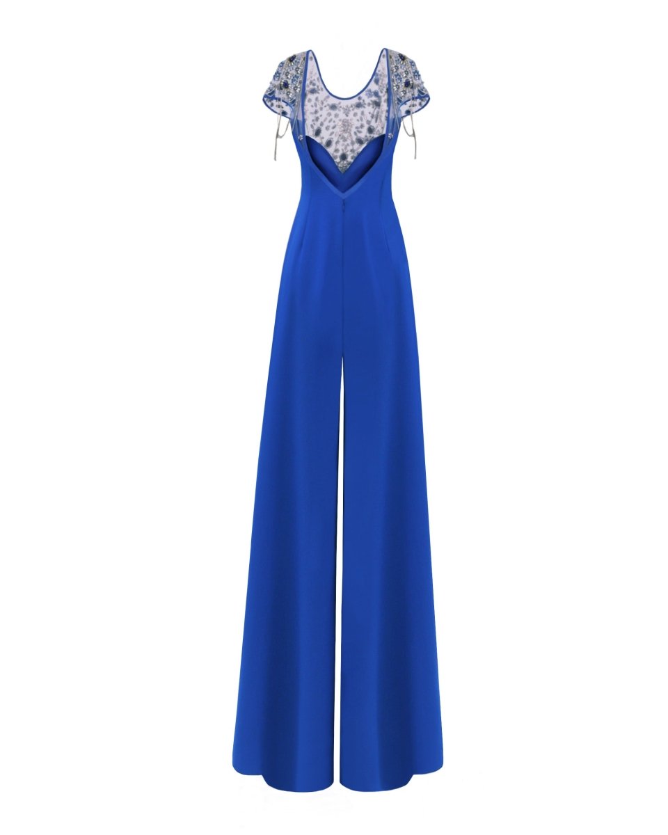 Royal Blue Wide Legs Jumpsuit - Gemy Maalouf