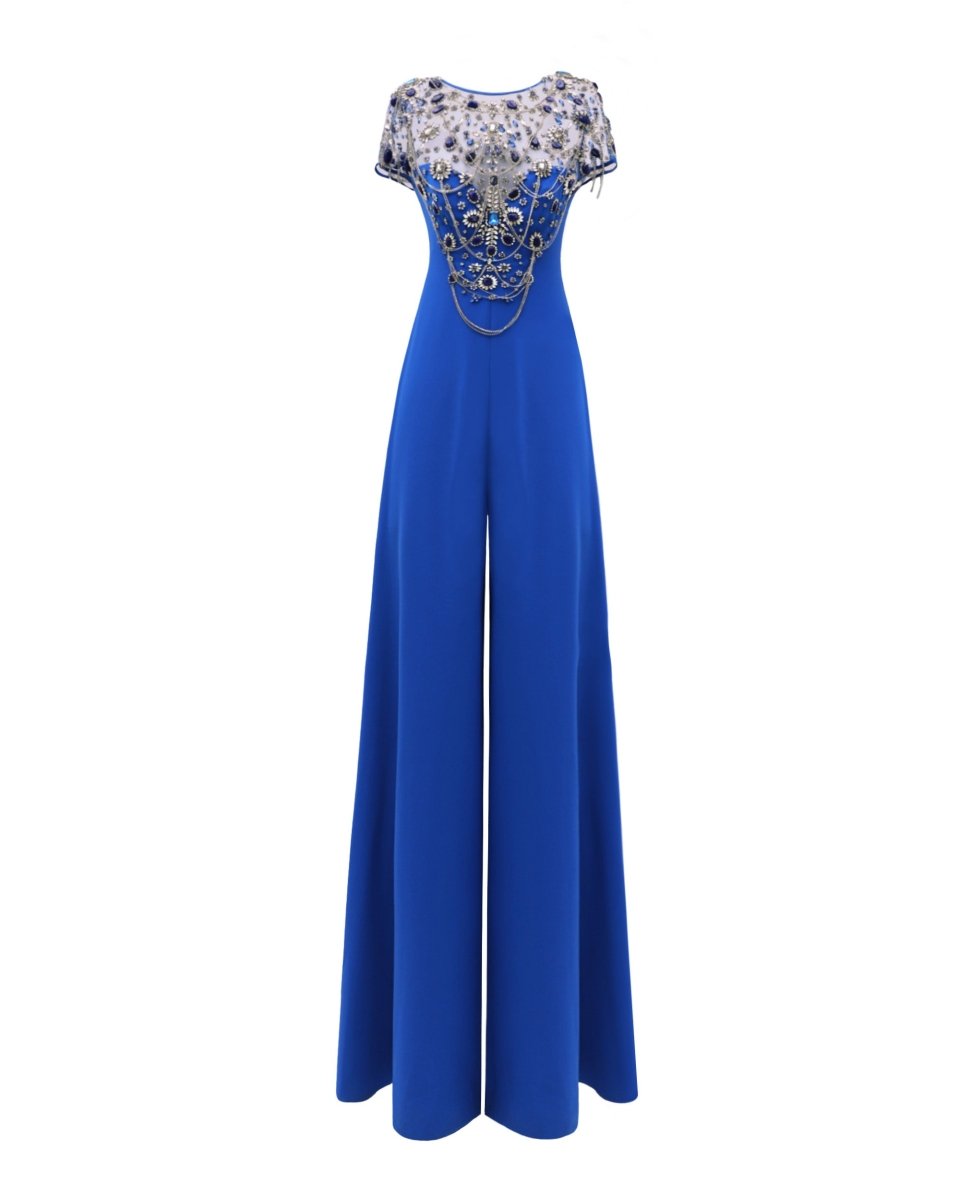 Royal Blue Wide Legs Jumpsuit - Gemy Maalouf