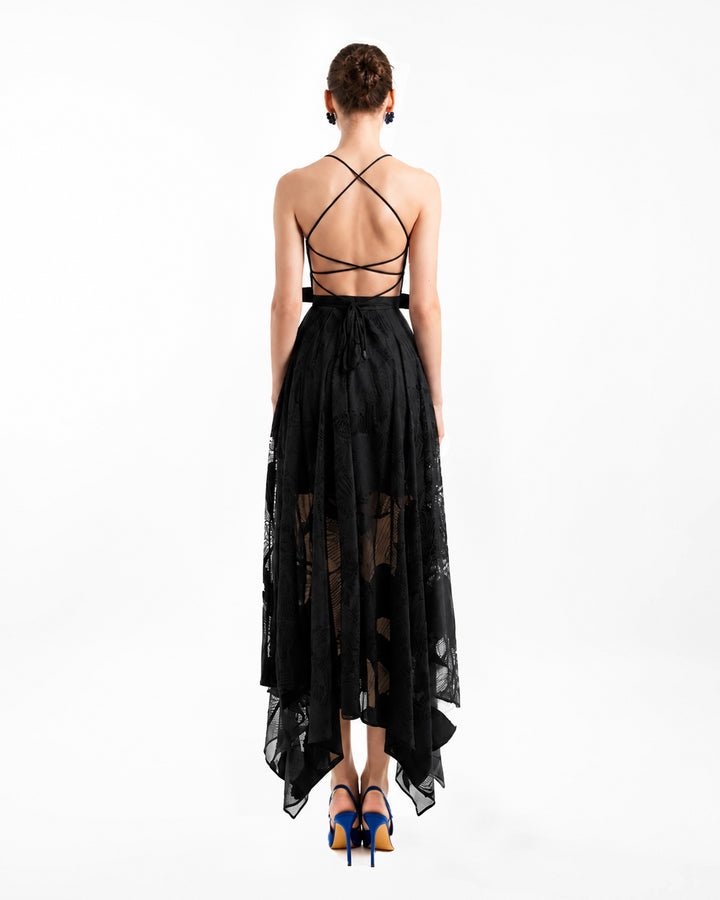 Patterned Lace Midi Skirt Set