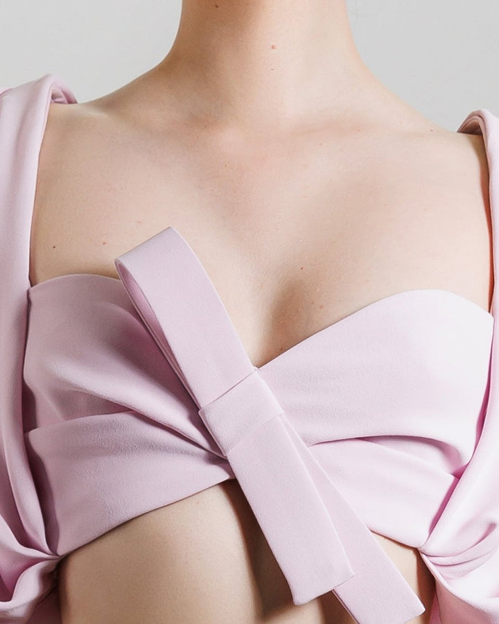 Puffed shoulders Crop Top With Pants - Gemy Maalouf