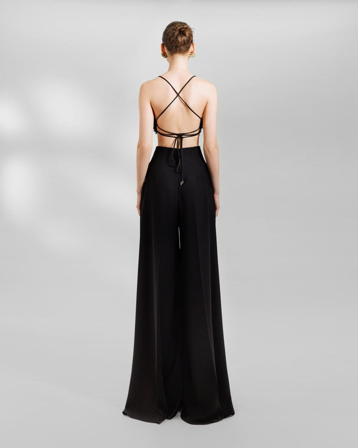 Cropped Top With Pants Featuring Slits - Gemy Maalouf