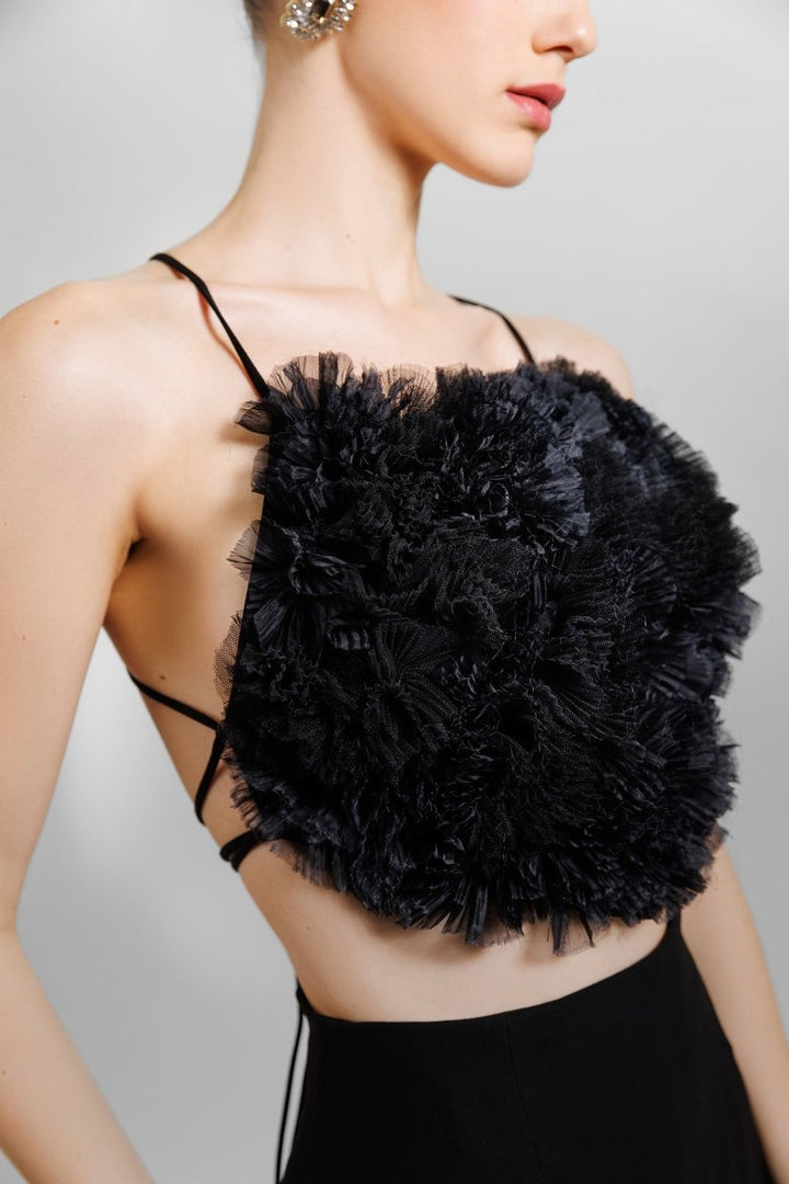 Cropped Top With Pants Featuring Slits - Gemy Maalouf