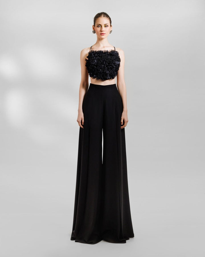 Cropped Top With Pants Featuring Slits - Gemy Maalouf