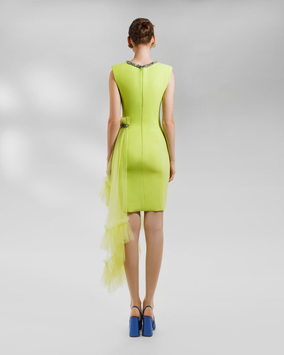 Short Structured Lime Dress - Gemy Maalouf