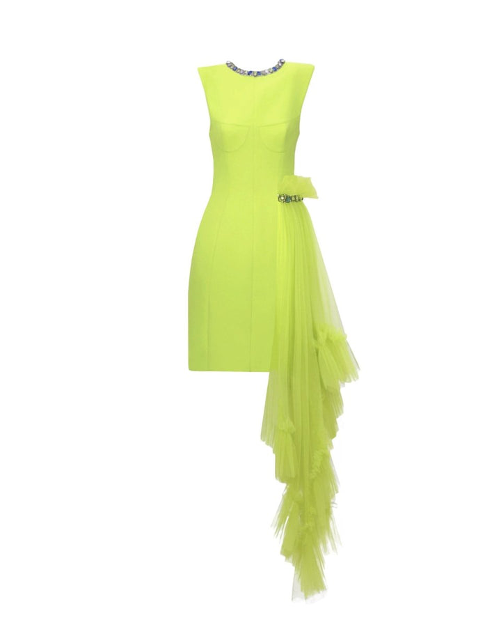 Short Structured Lime Dress - Gemy Maalouf