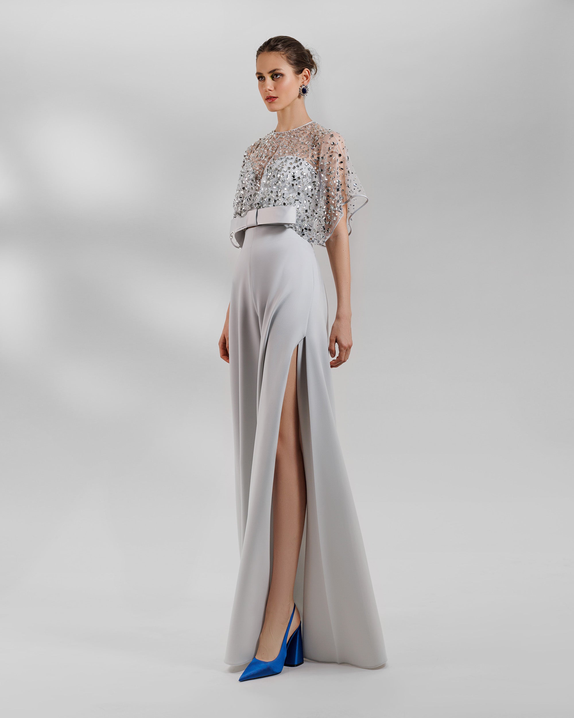 silver tops for evening wear