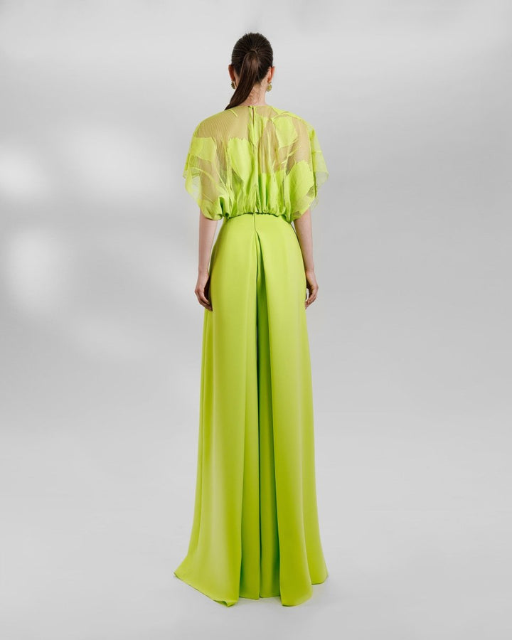 Lace Top Paired With High Waisted Pant - Gemy Maalouf