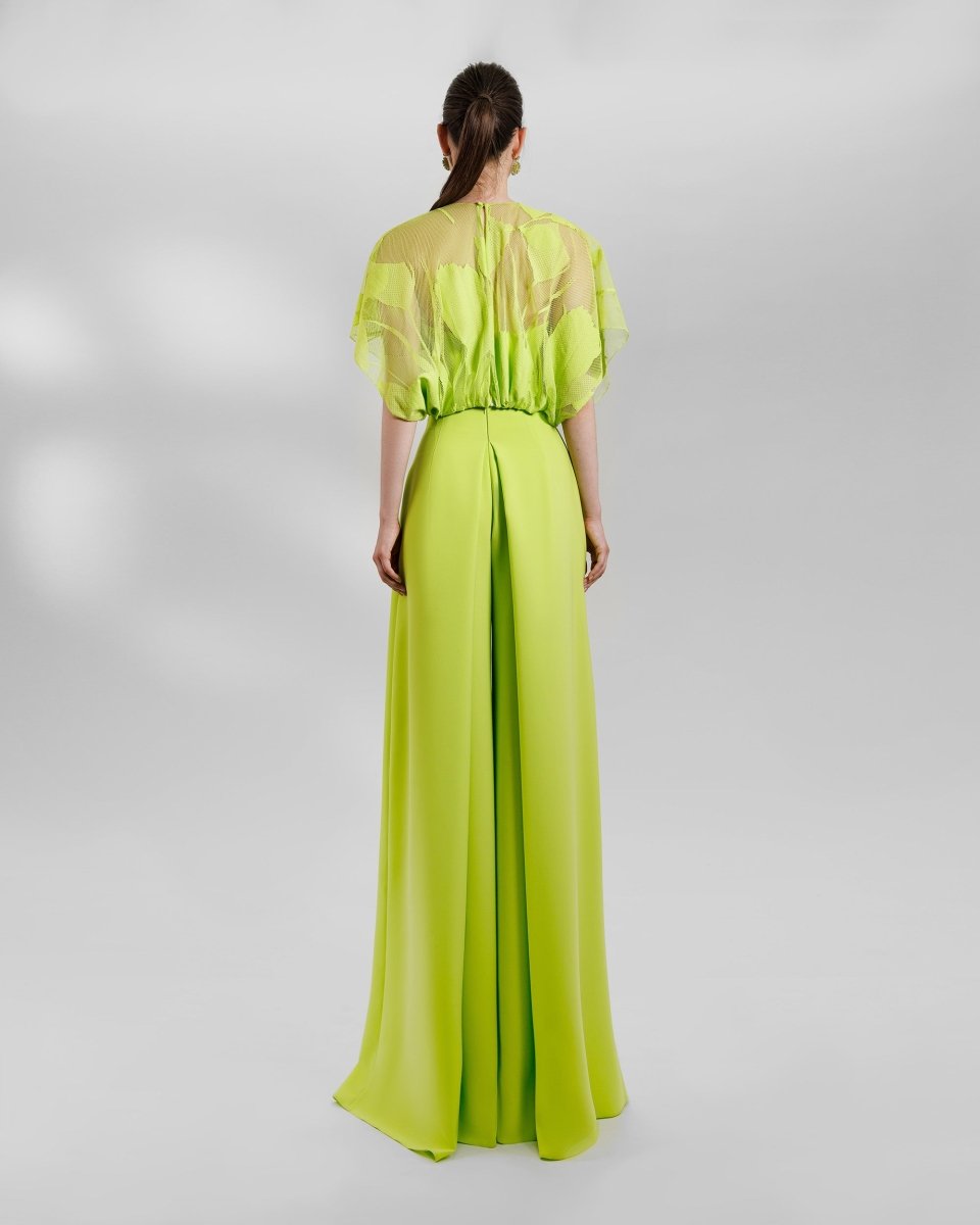 Lace Top Paired With High Waisted Pant - Gemy Maalouf