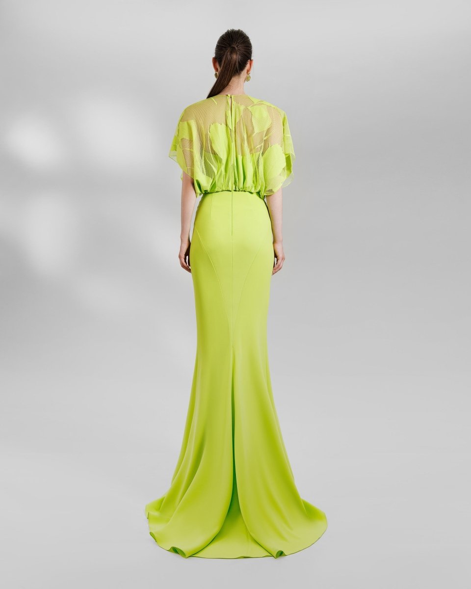 Bow Design Top With Long Skirt - Gemy Maalouf