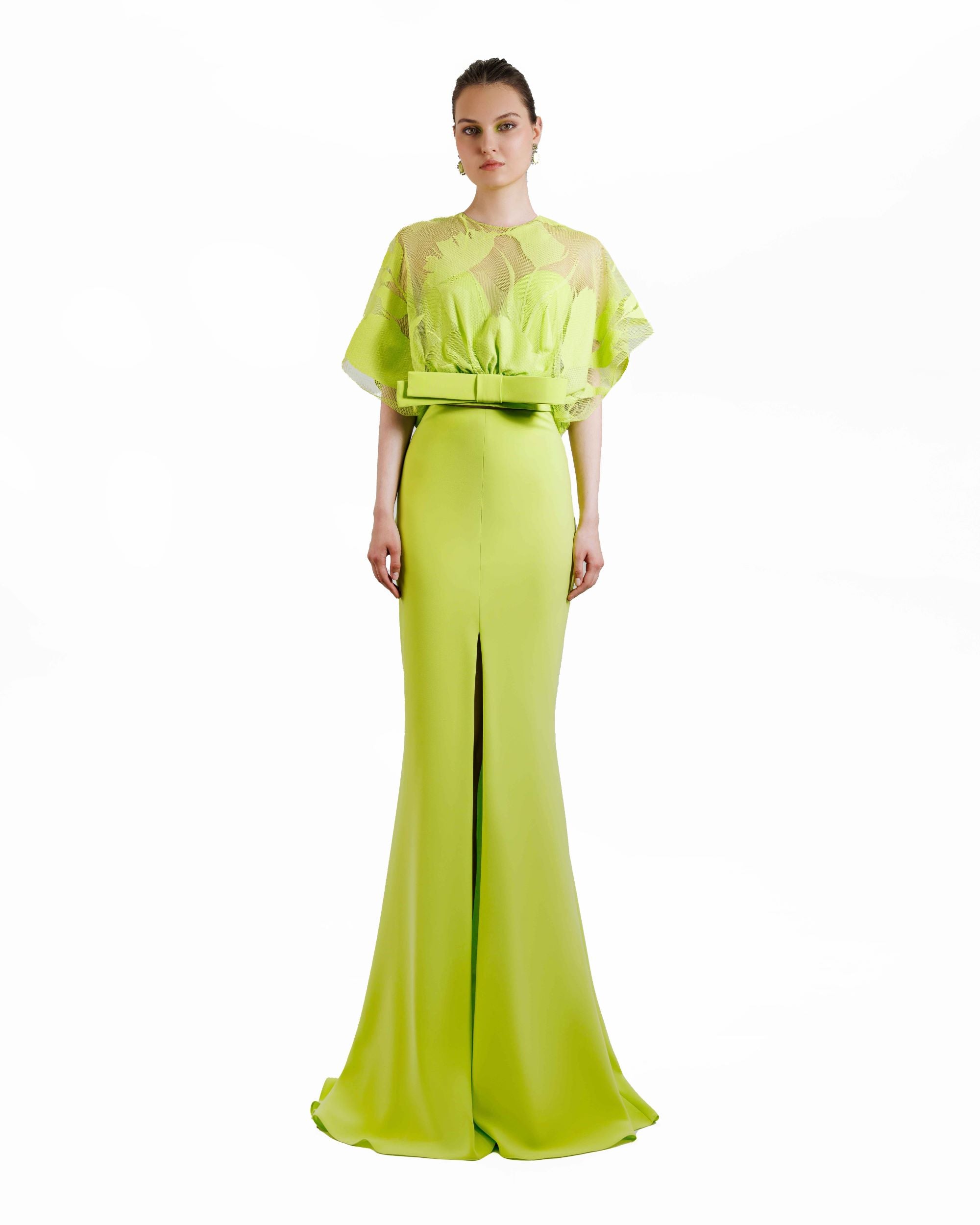 Bow Design Top With Long Skirt