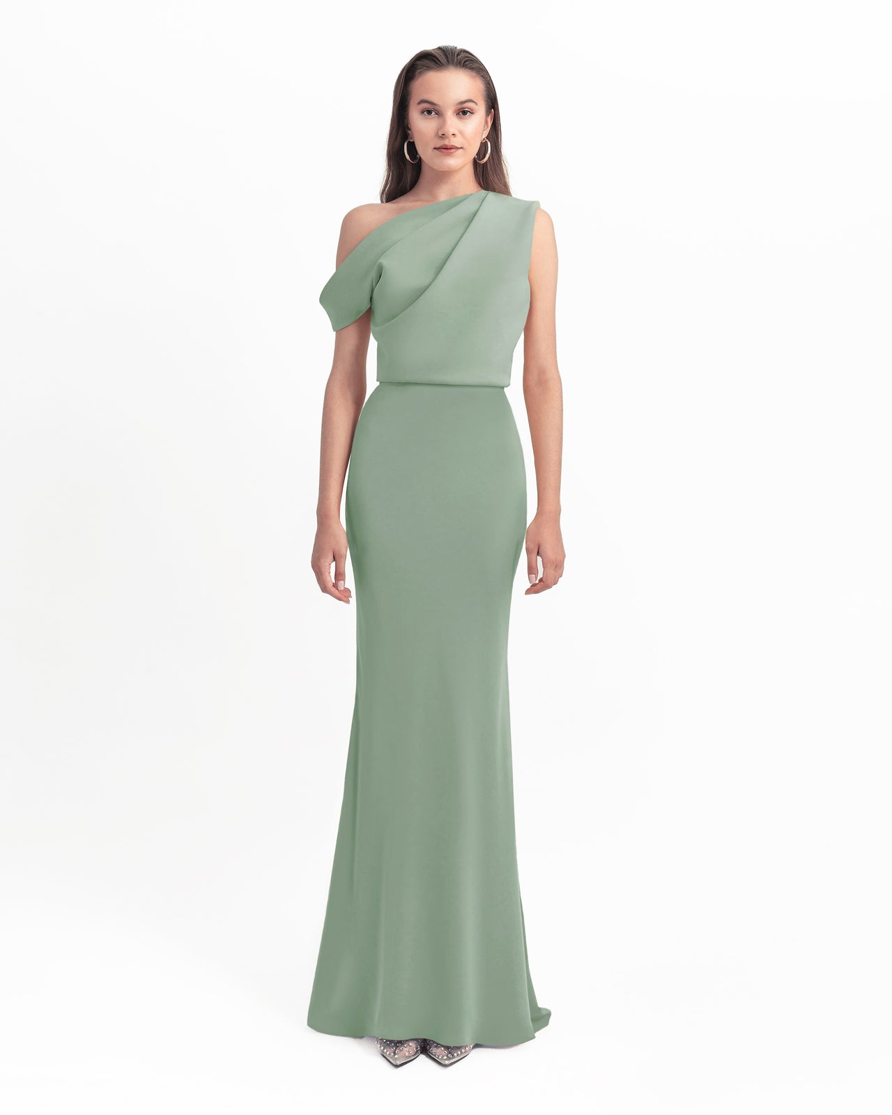 green emerald velvet dress Mermaid Mint Green V Neck Split Dress main image 1