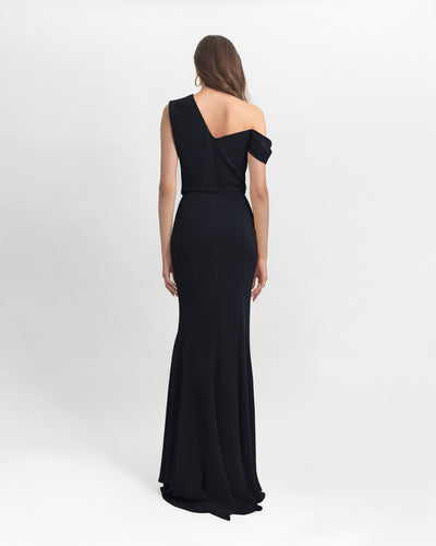 Black Crepe Long Dress