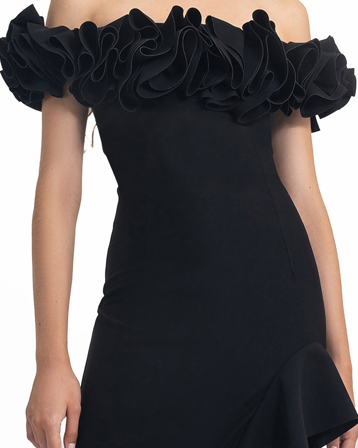 Crepe Ruffled Dress