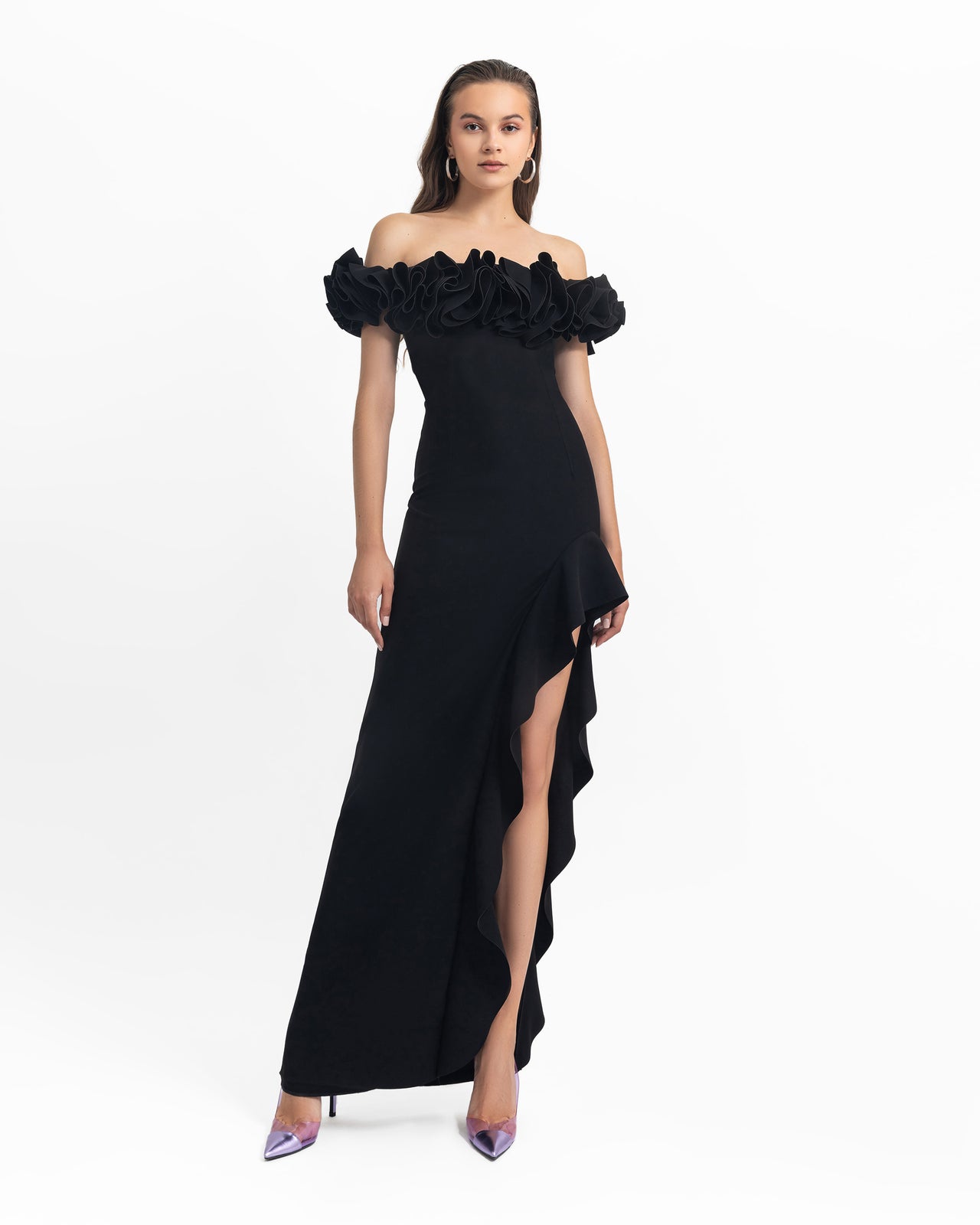 Crepe Ruffled Dress