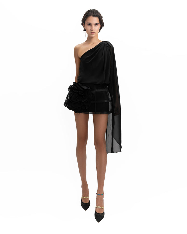 Chiffon Top & Cage-like Skirt