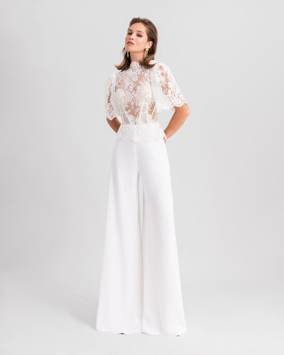Lace Top With Flared Pants