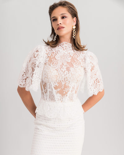 Lace Top Paired With Lace Skirt