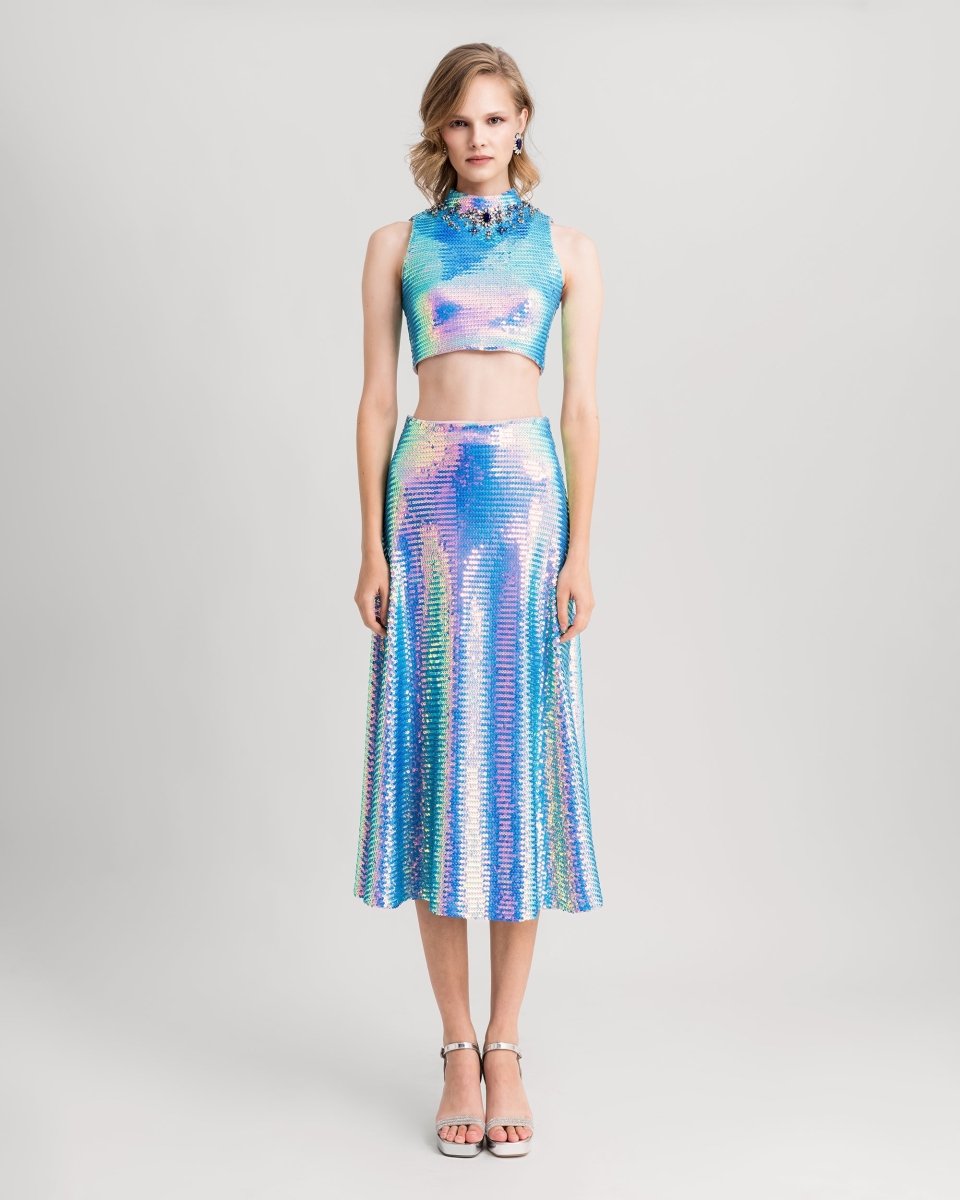 Sequins Top And Flared Skirt - Gemy Maalouf