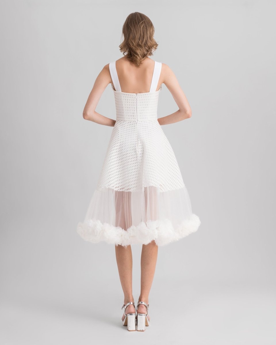 Crochet Lace Flared Midi Dress - Gemy Maalouf