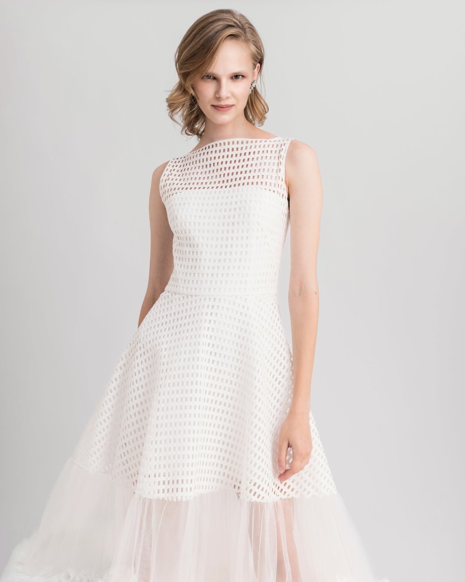 Crochet Lace Flared Midi Dress - Gemy Maalouf