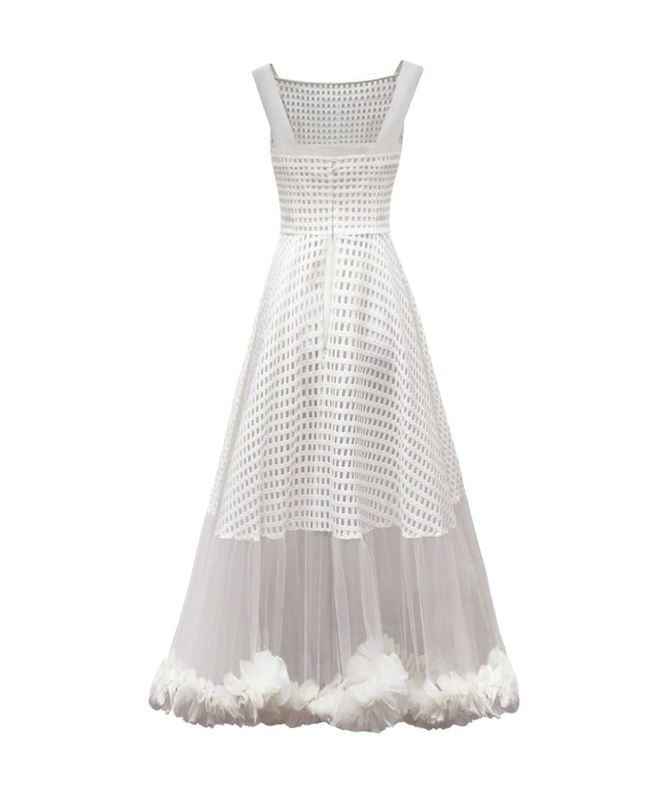 Crochet Lace Flared Midi Dress - Gemy Maalouf
