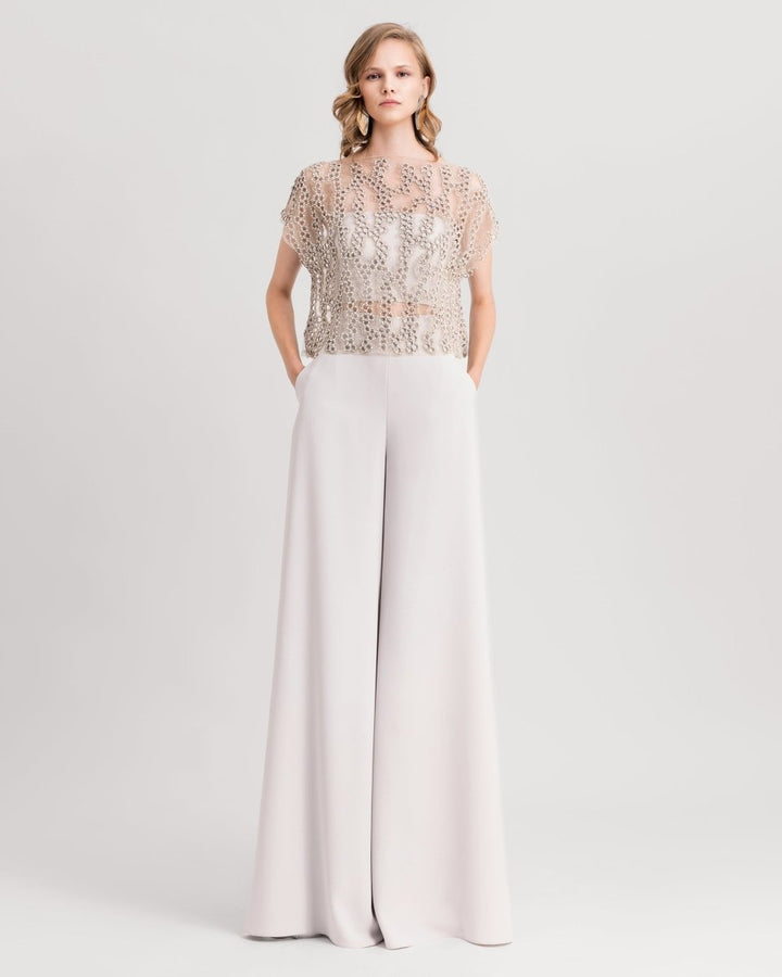 Embroidered Top Paired With Wide Pants - Gemy Maalouf
